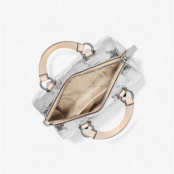 NWT MICHAEL Michael Kors Bag Crossbody Small Logo Embossed Patent Duffel - Picture 2 of 6